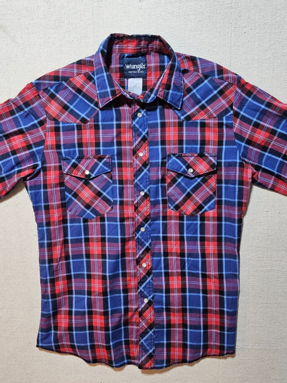 Vintage Wrangler Western Pearl Snap Shirt – Plaid – Short Sleeve